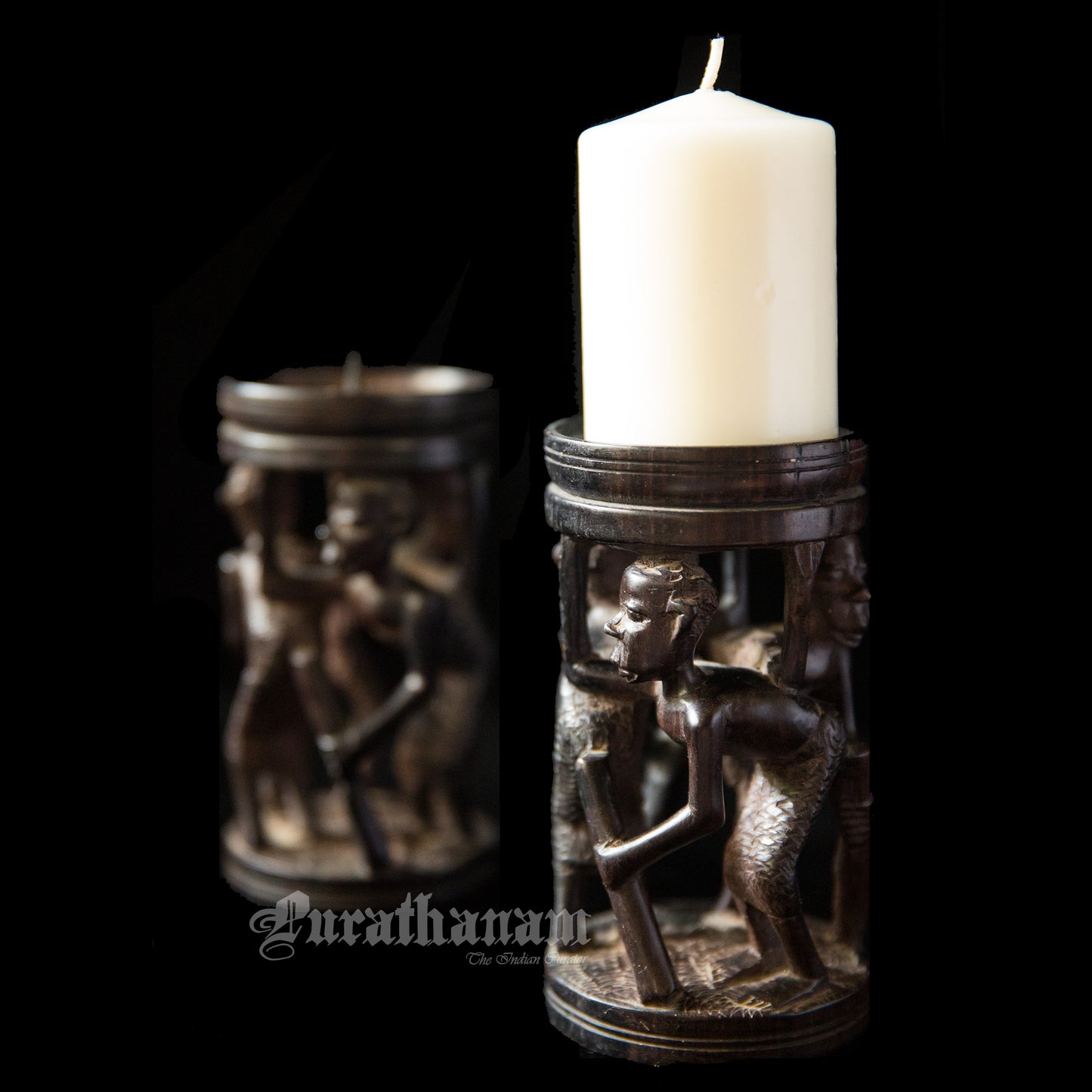 African Tribal Twin Candle Holder