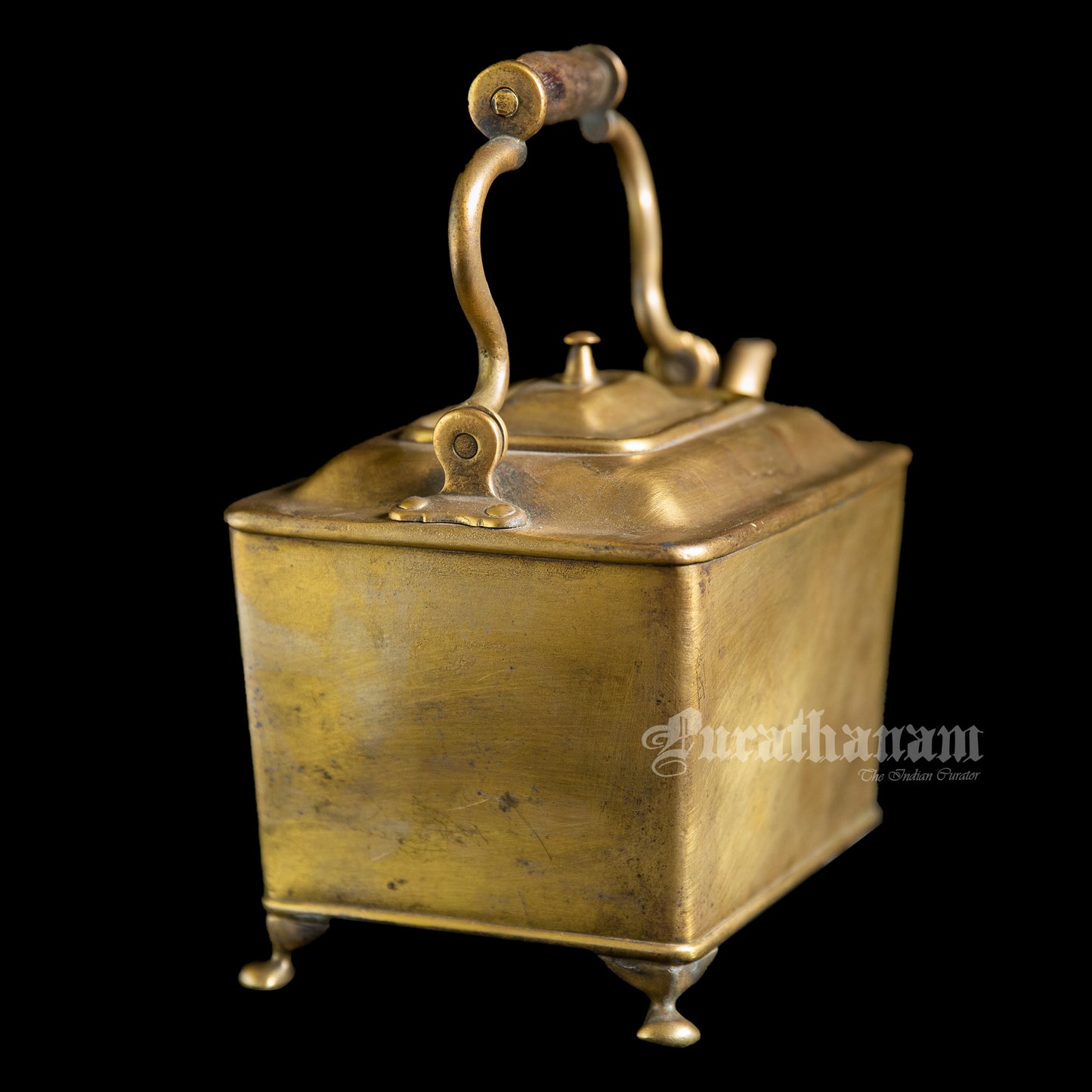 Art Deco Rectangular Tea Kettle - Brass