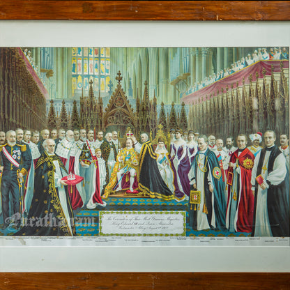 Coronation of King Edward VII and Queen Alexandra in 1902 - Chromolithograph Print, London