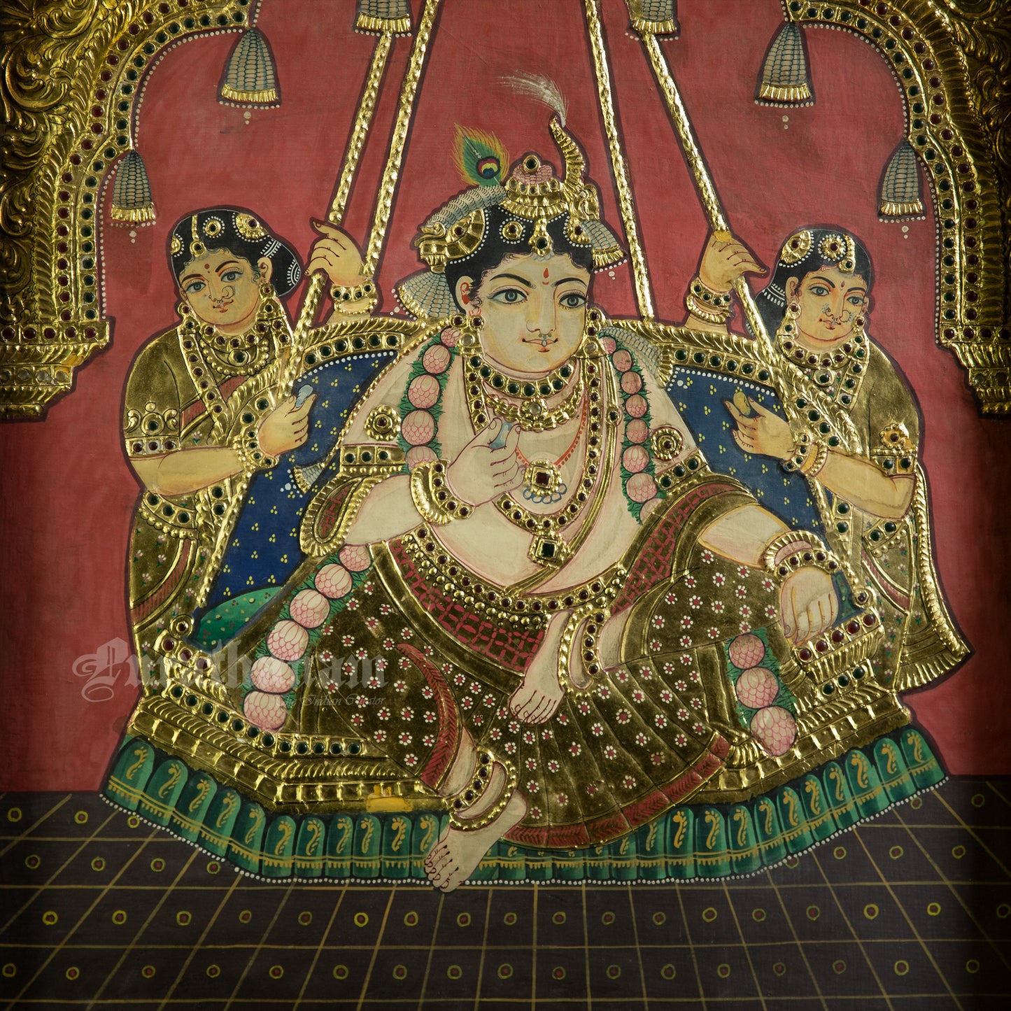 Krishna Gopikas - Tanjore Painting