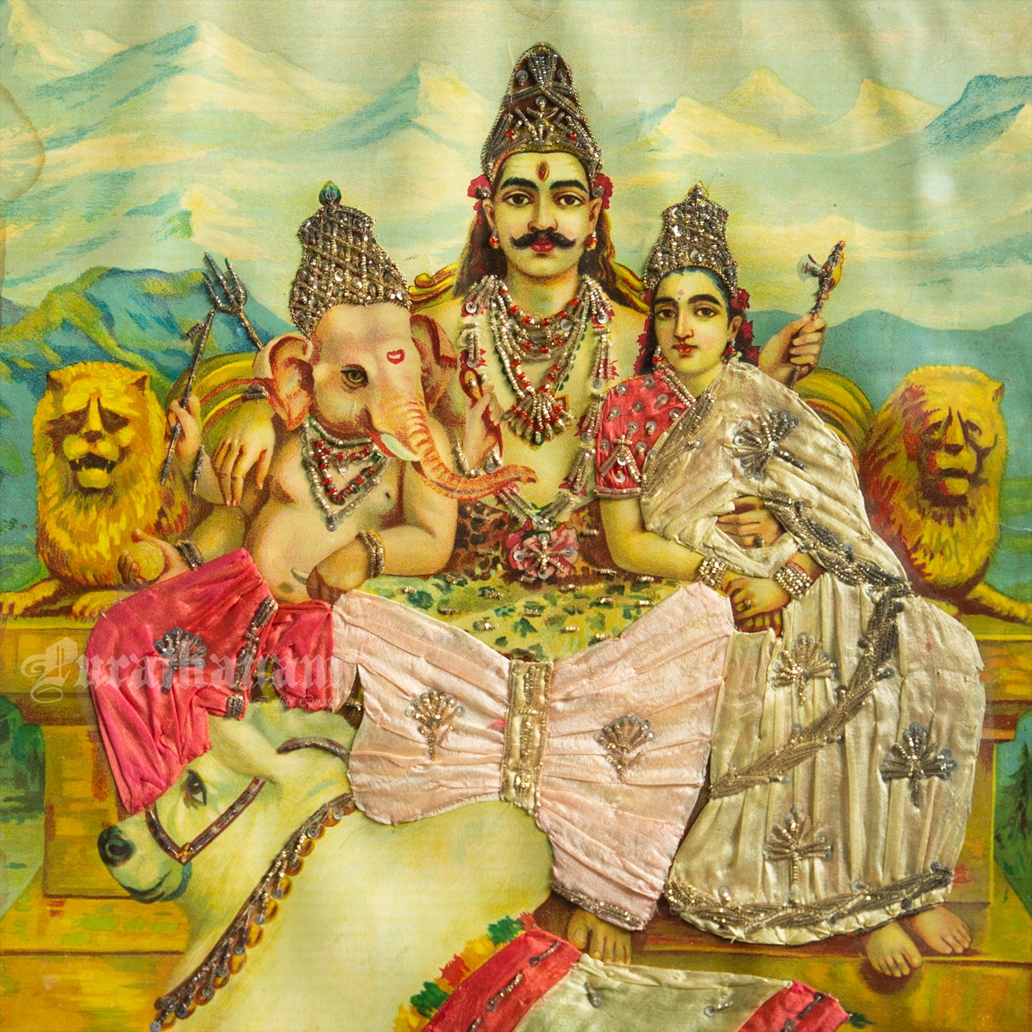 Shankar by Ravi Varma - Embellished Lithograph Print