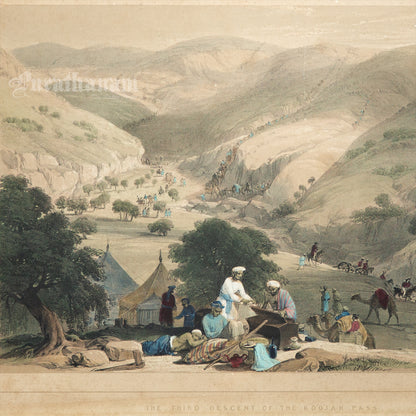 The Third decent of the Kanooj pass (Steel Engraving)