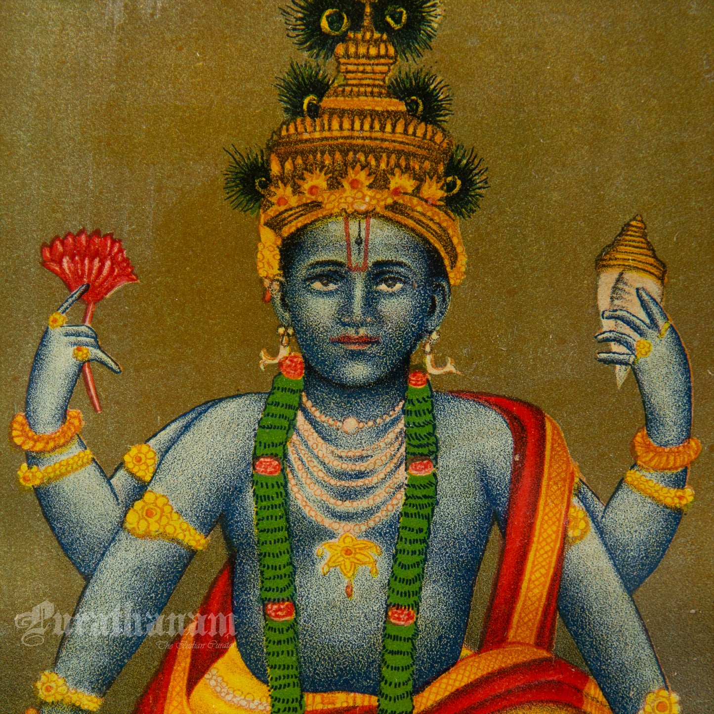 Sri Maha Vishnu - Chromolithograph Print