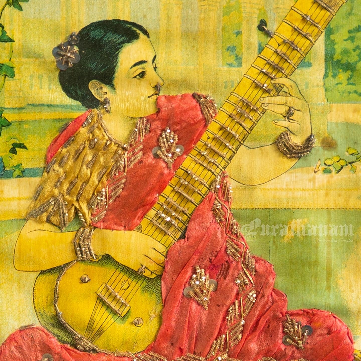 Kadambari by Ravi Varma   - Embellished Lithograph Print