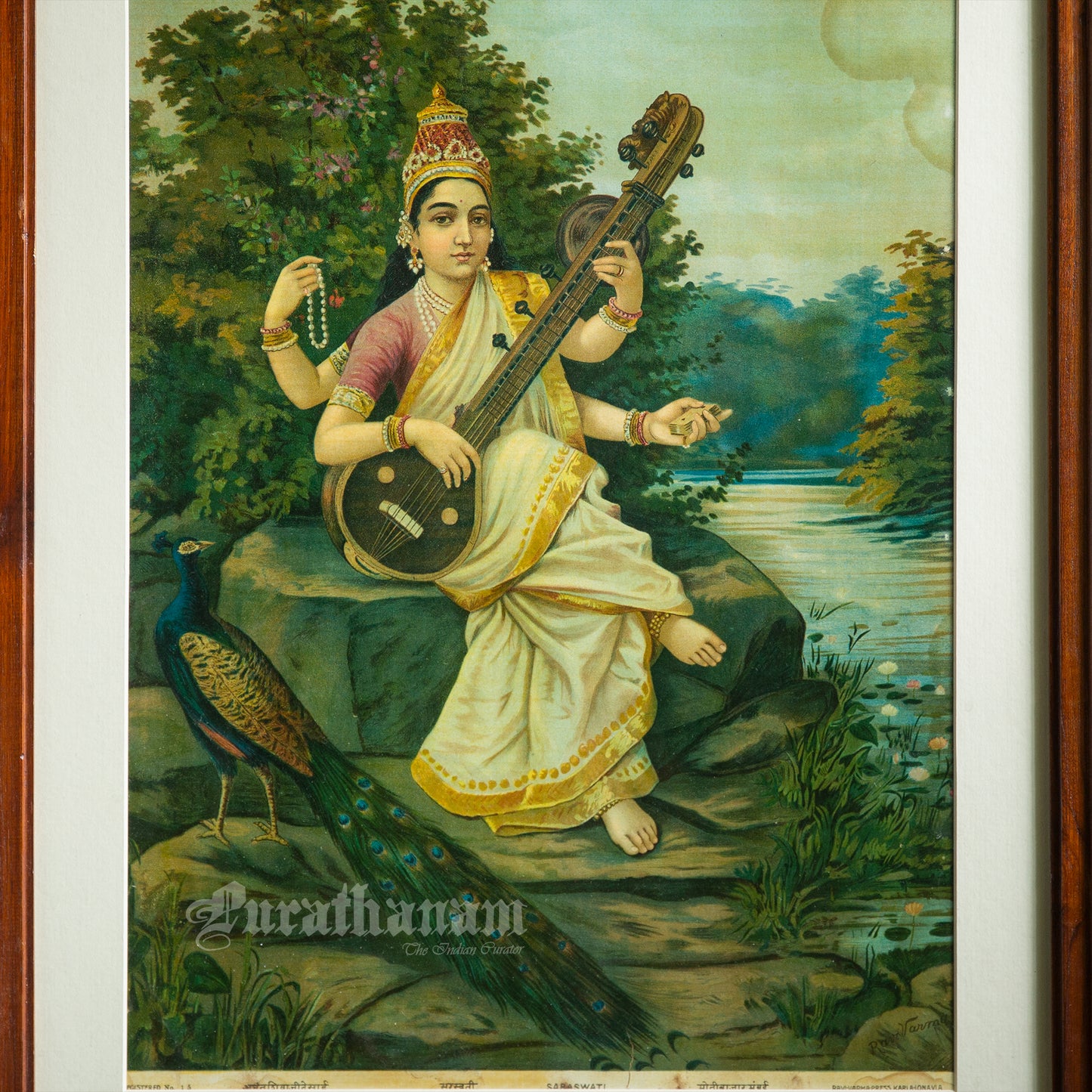 Saraswati - Oleograph Print (Ravi Varma)