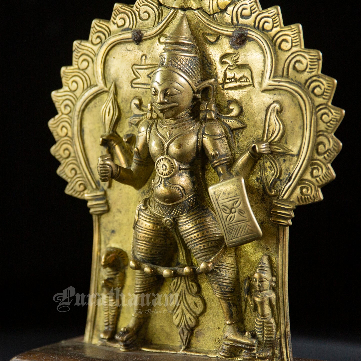 Antique Brass Veerabhadra plaque - Brass