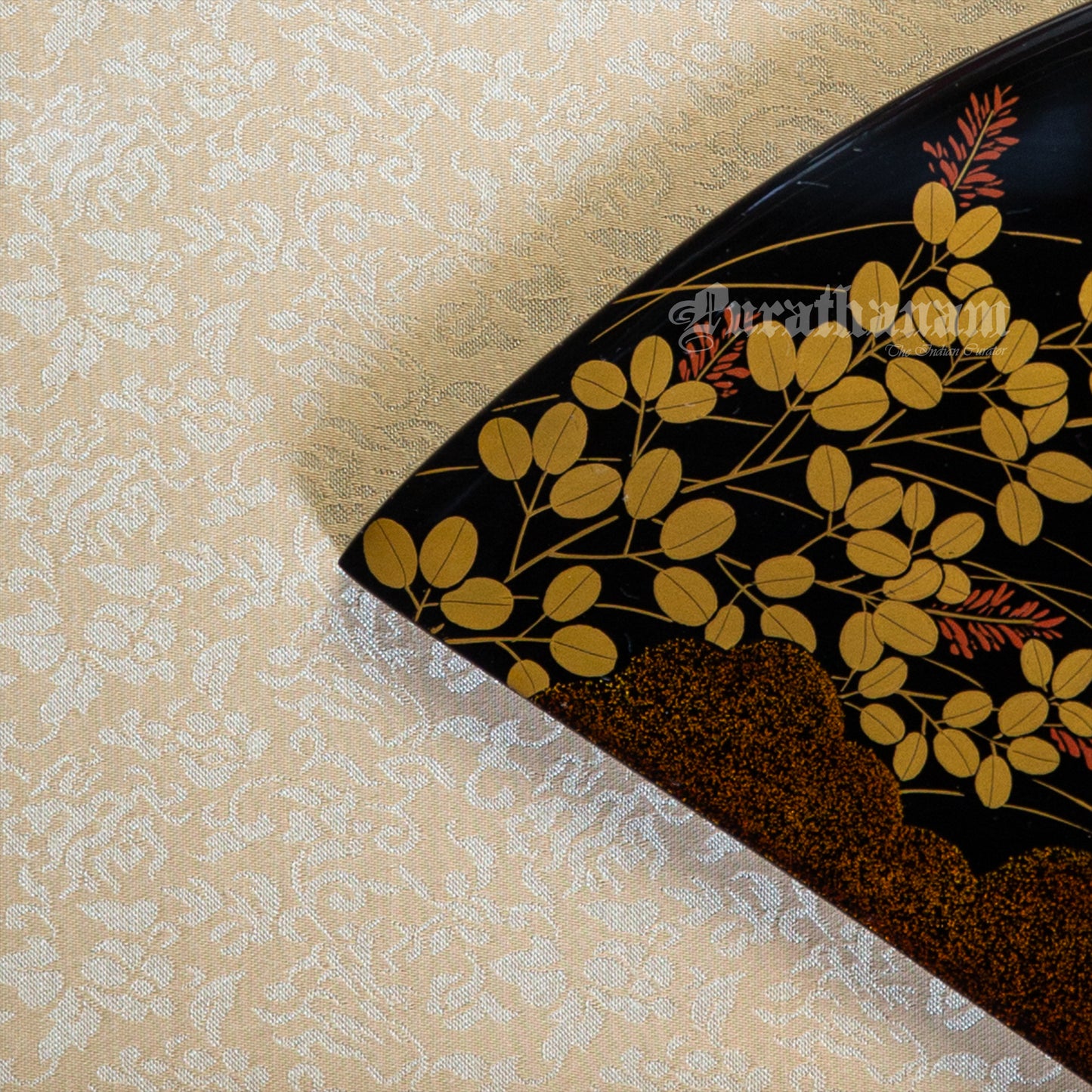 Japanese lacquer Flower Cart (Maki-e technique)