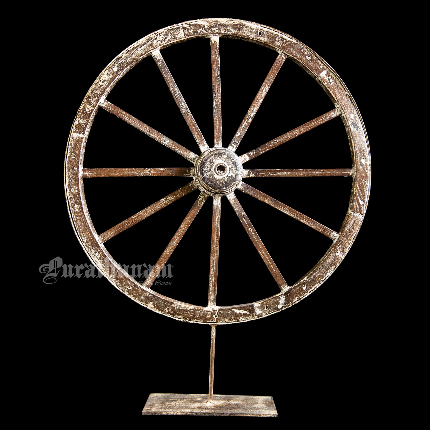 Wooden Cart Wheel - White