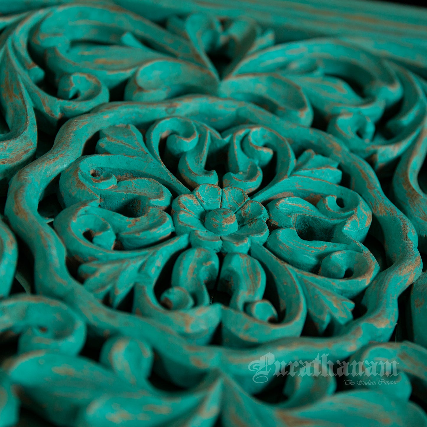 Turquoise Wooden panel with Mirror