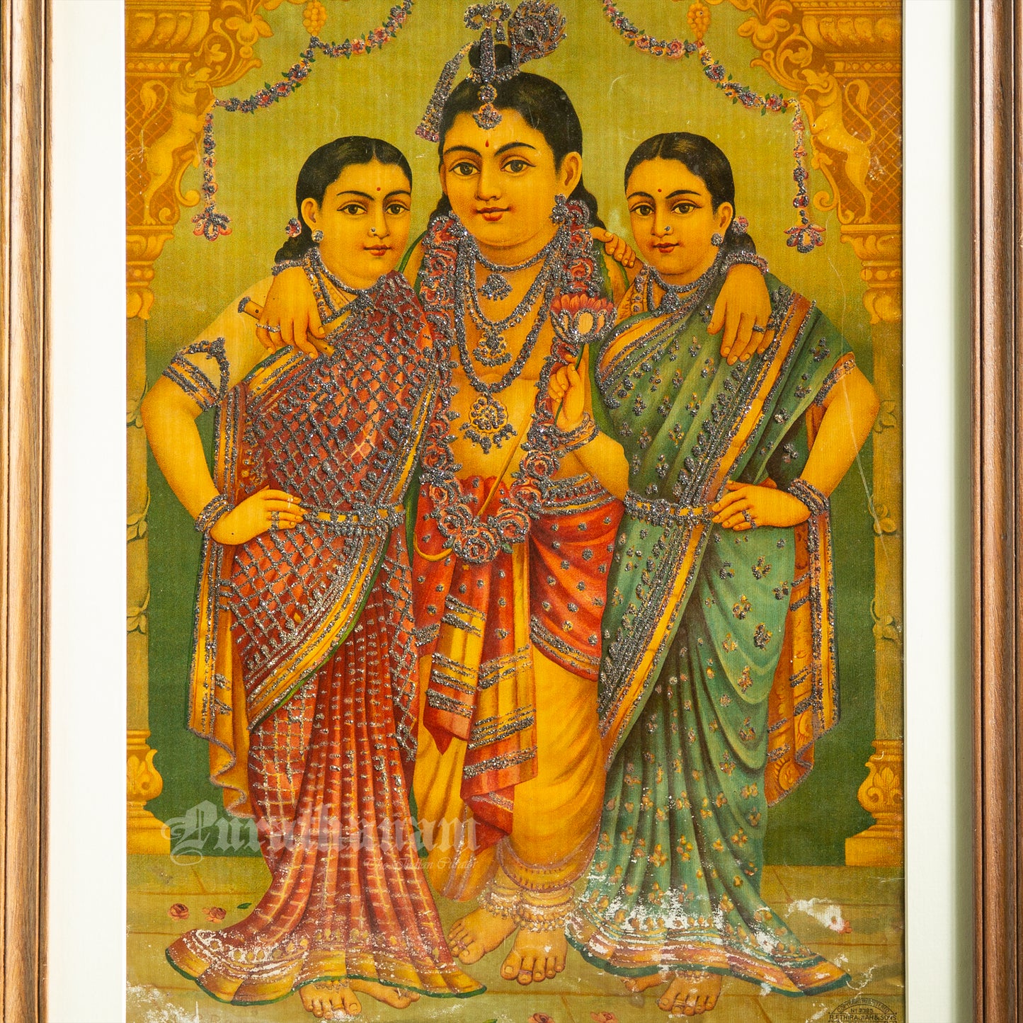 Sree Radha Rukhmini Krishnan by C. G. Ramanujam  - (Oleograph Print)