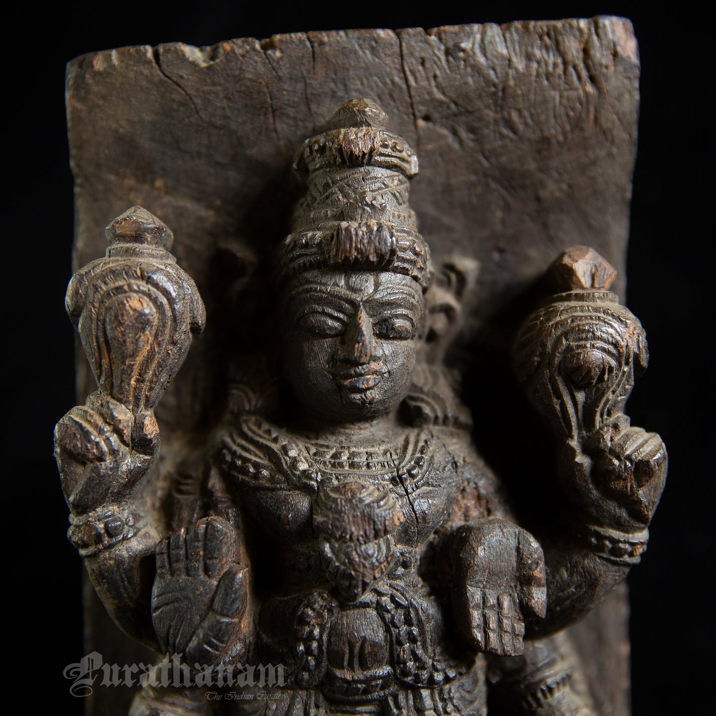 Vishnu wood carved wall panel