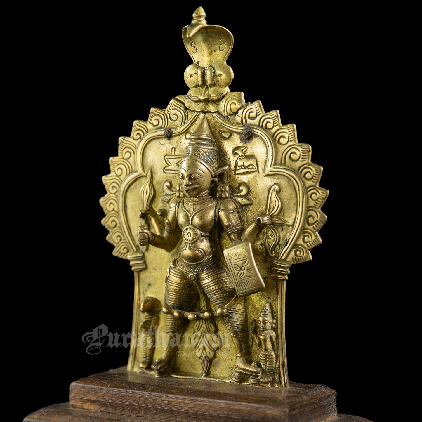 Antique Brass Veerabhadra plaque - Brass