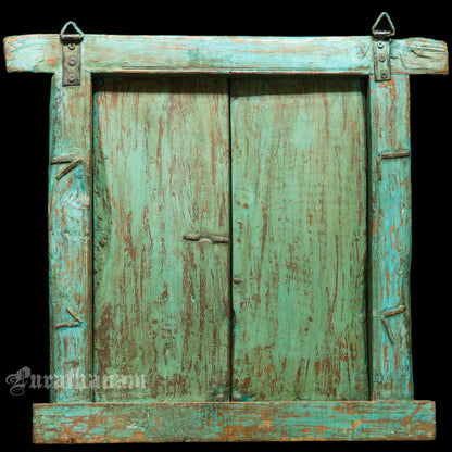 Turquoise Brass embellished Window