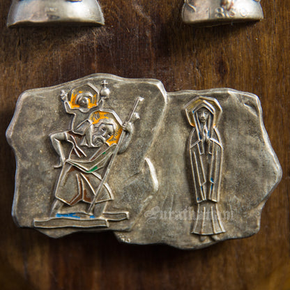 Saint Christopher Carrying the Christ Child, Mother Mary and Christ wall plaque