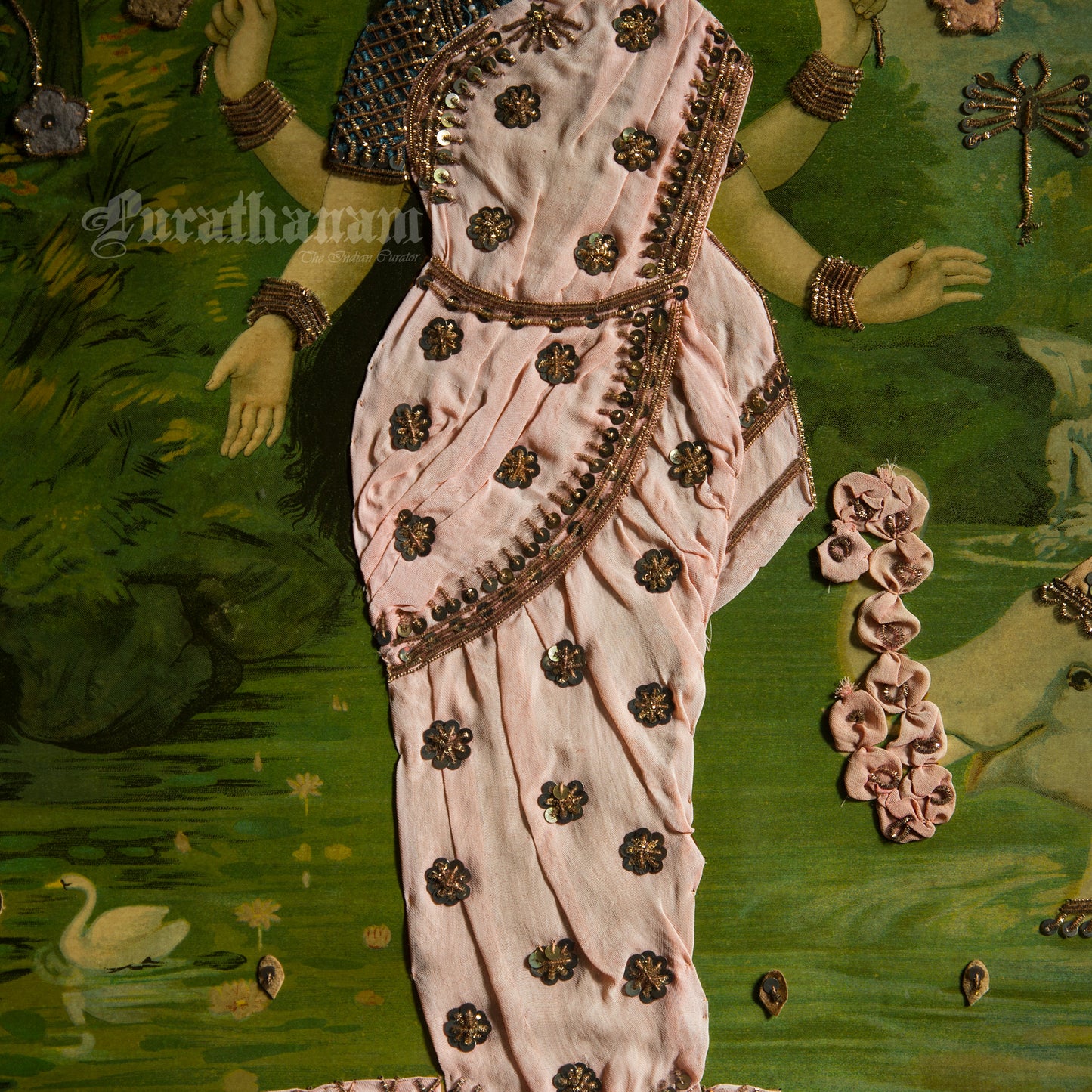 Lakshmi by Ravi Varma - Embellished