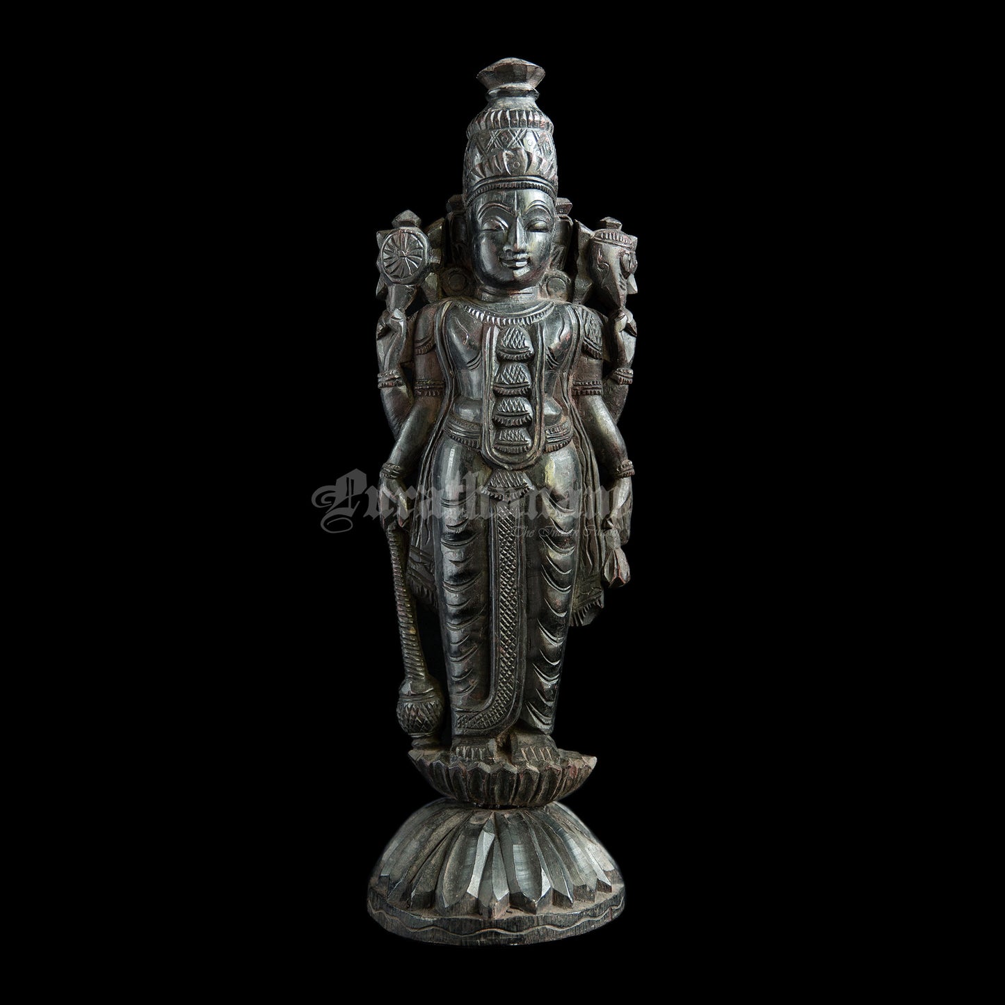 Vishnu Lakshmi Wooden Sculpture