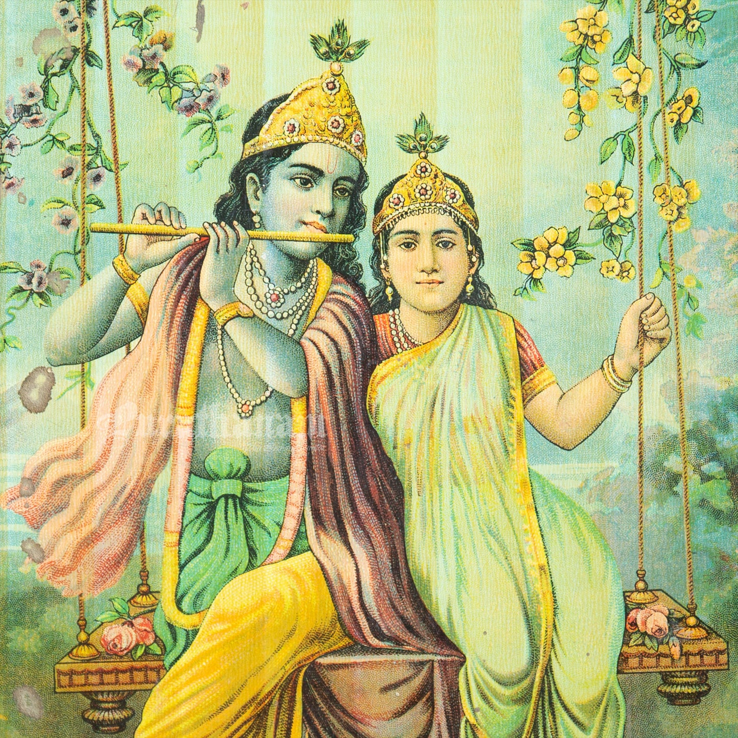 Radha Krishna - Chromolithograph Print