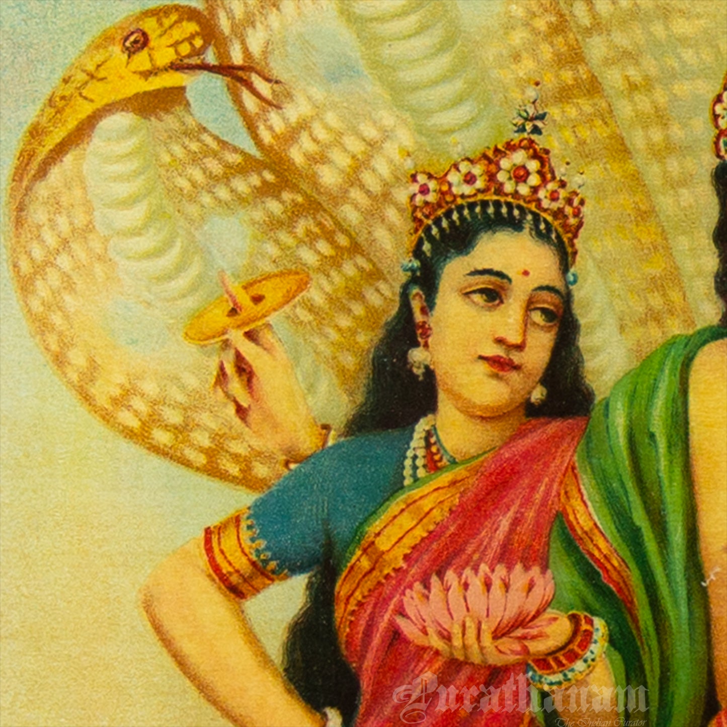 Shesh Narayan by Ravi Varma (Oleograph Print)