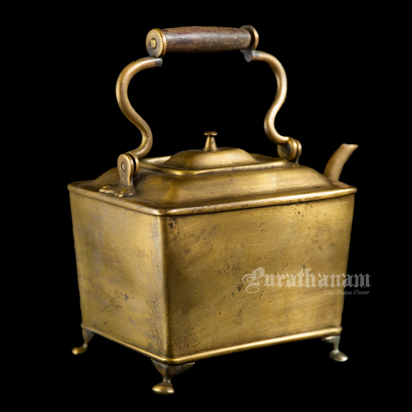 Art Deco Rectangular Tea Kettle - Brass