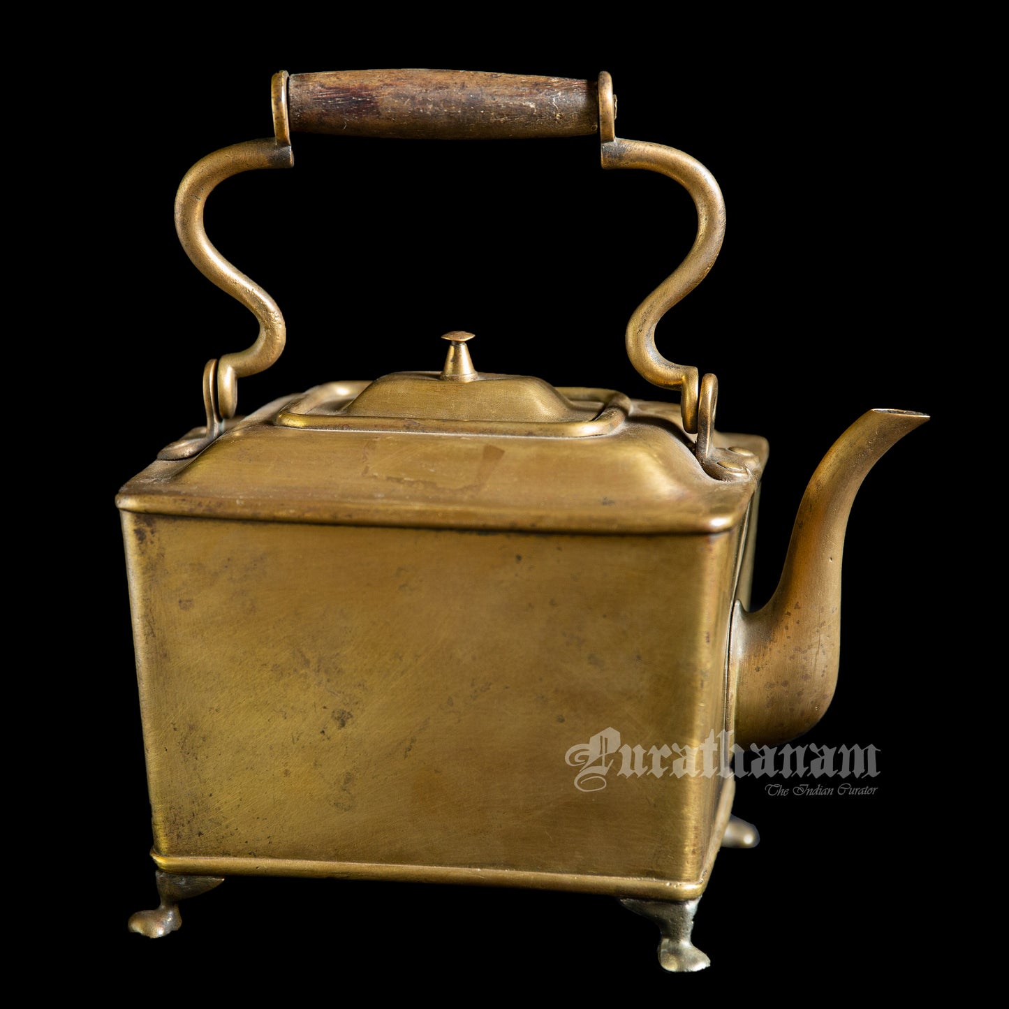 Art Deco Rectangular Tea Kettle - Brass