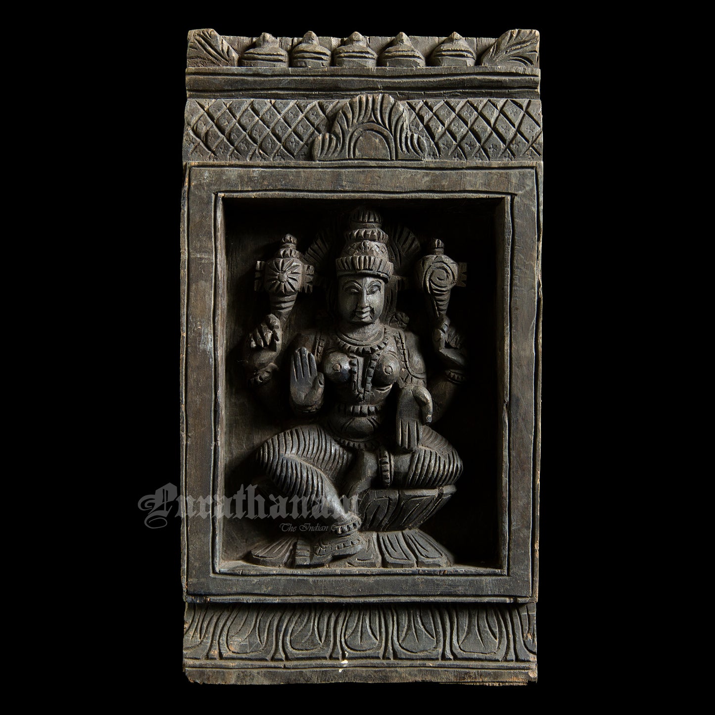 Lakshmi wood carved wall panel