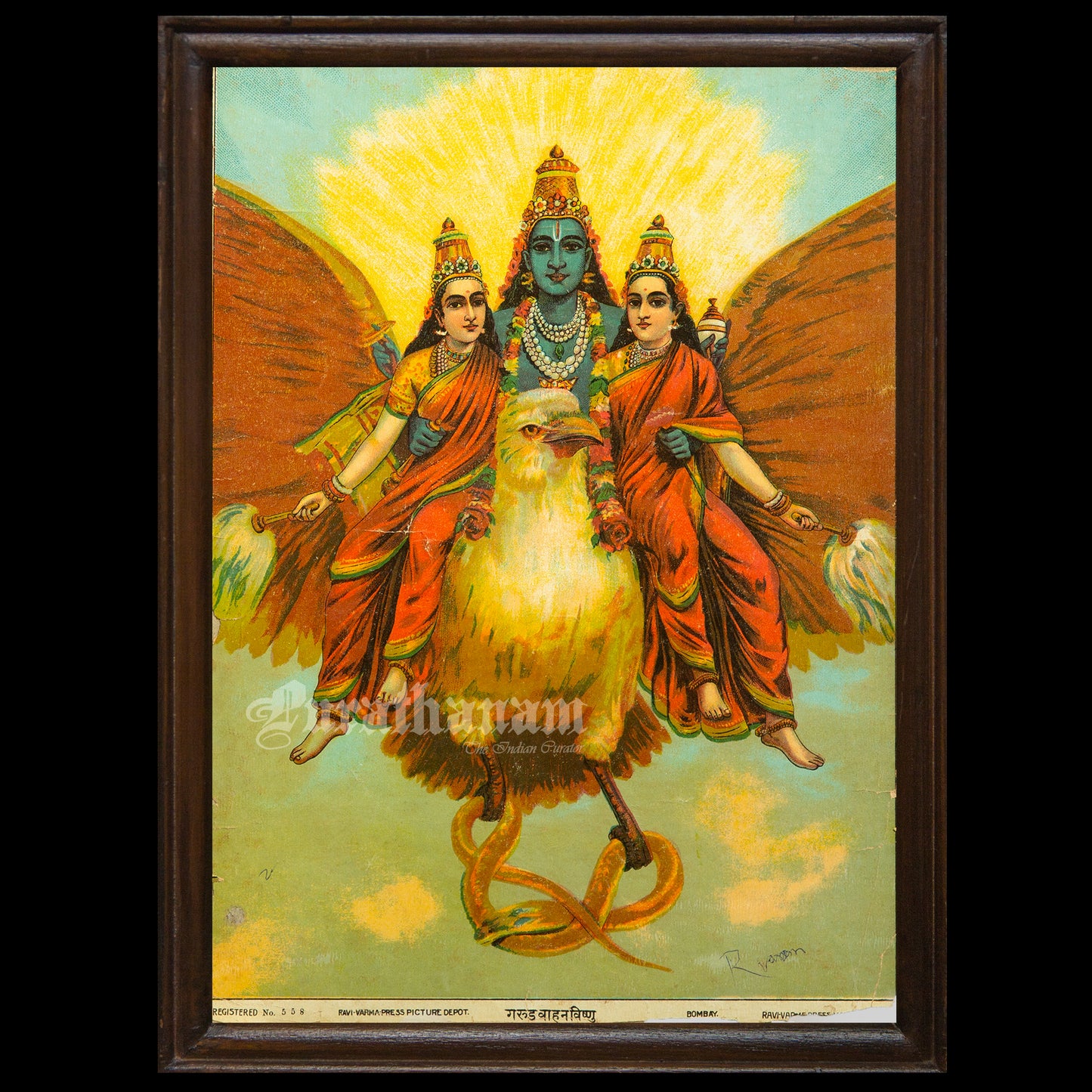 Vishnu Garudwahan by Ravi Varma  - Lithograph Print