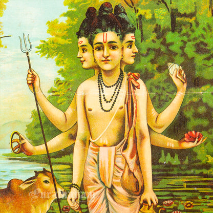 Duttatreya  By Ravi Varma  - Lithograph Print