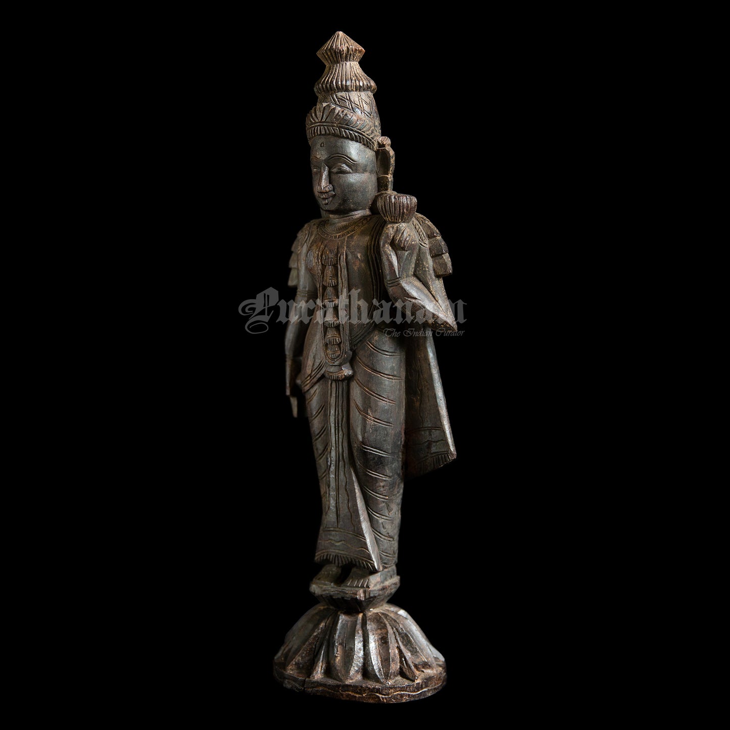 Vishnu Lakshmi Wooden Sculpture