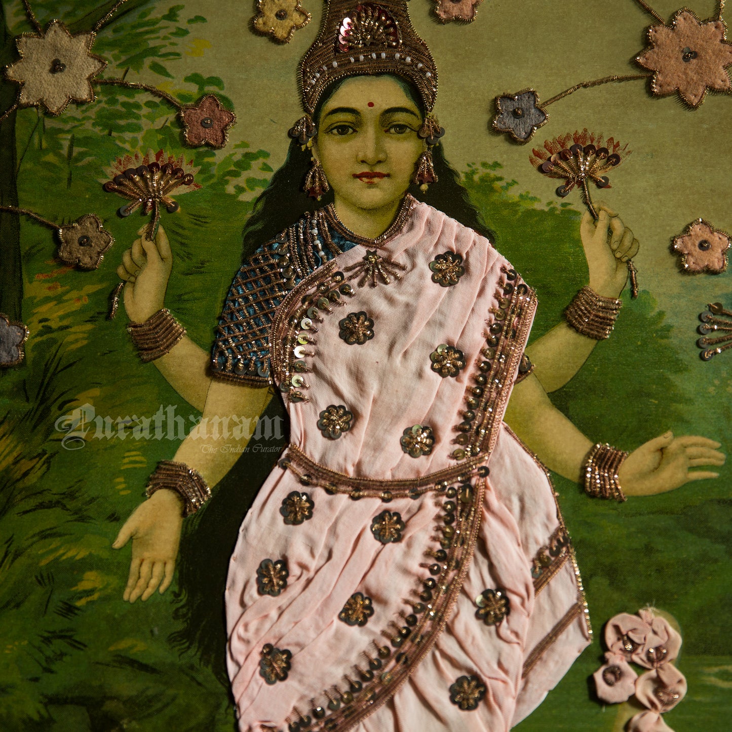 Lakshmi by Ravi Varma - Embellished