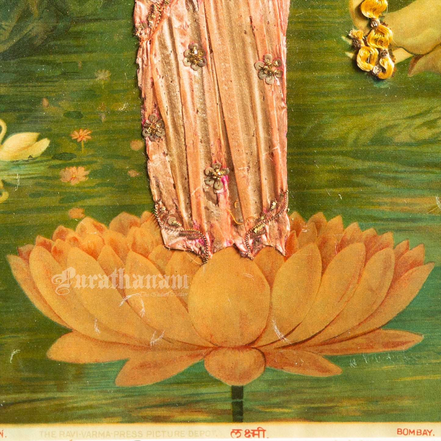 Lakshmi by Ravi Varma - Oleograph Print (Embellished)