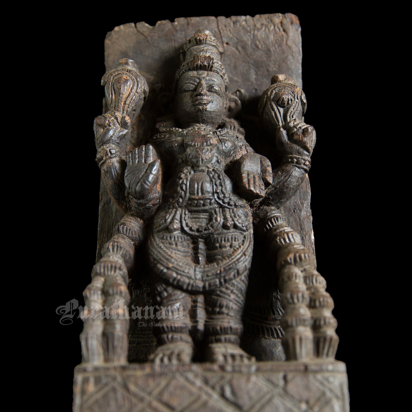 Vishnu wood carved wall panel