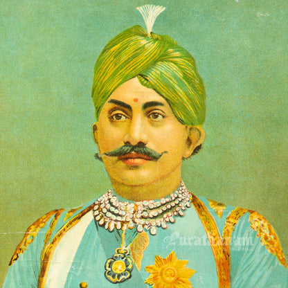 Shri Thakor Shahib of Limbdi Jaswant Singh K. C. S. I. by Ravi Varma  - Lithograph Print