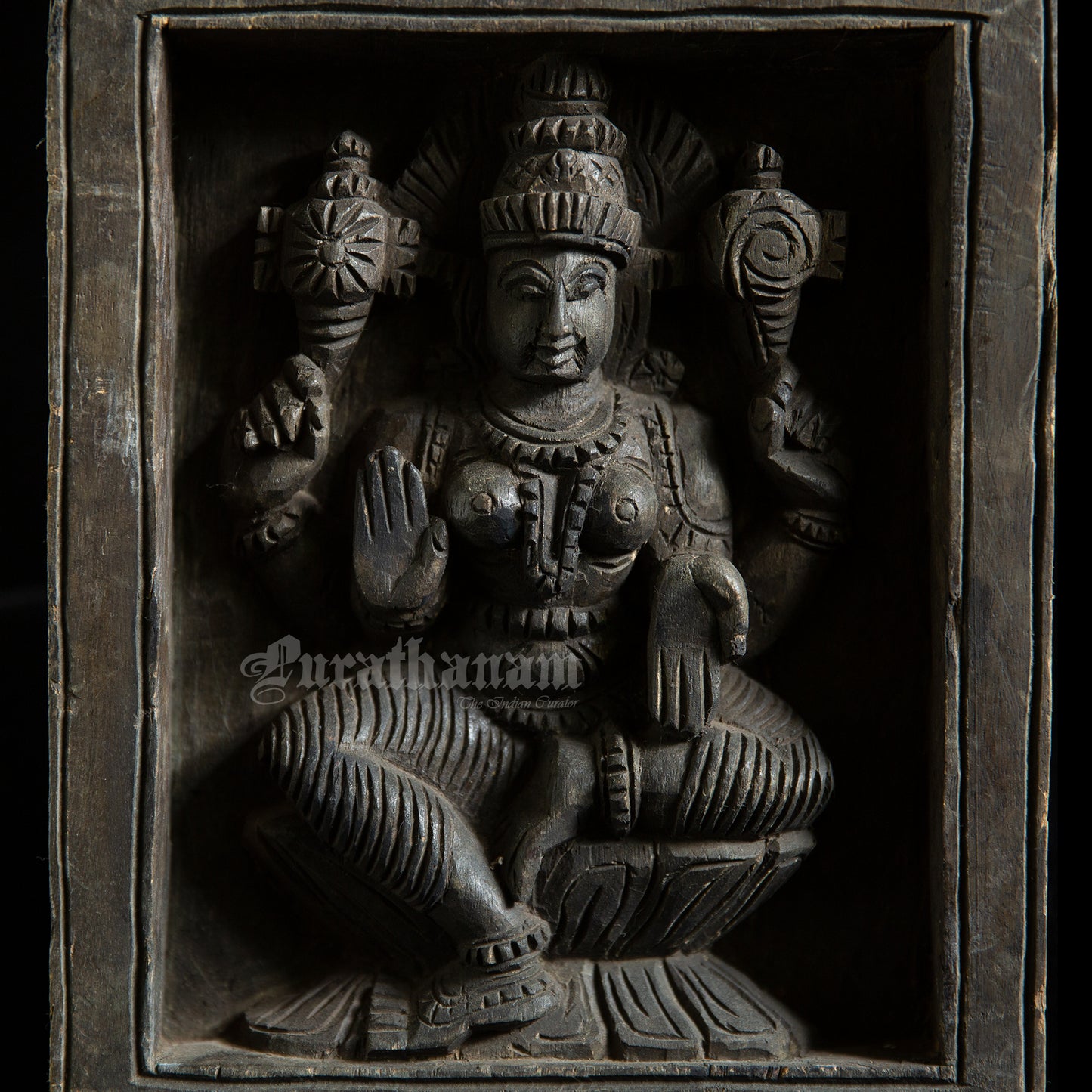 Lakshmi wood carved wall panel