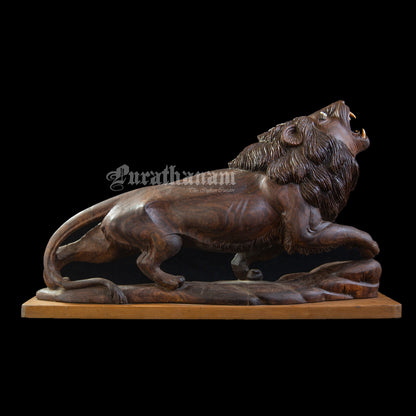 Lion Wooden Sculpture- Rose wood (made of single block)