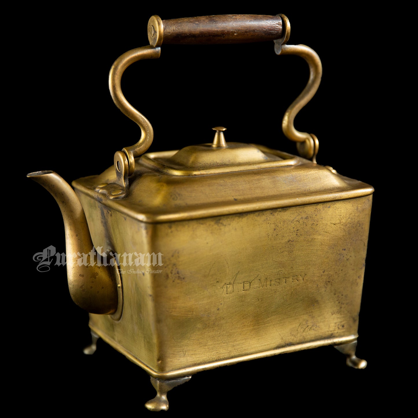 Art Deco Rectangular Tea Kettle - Brass