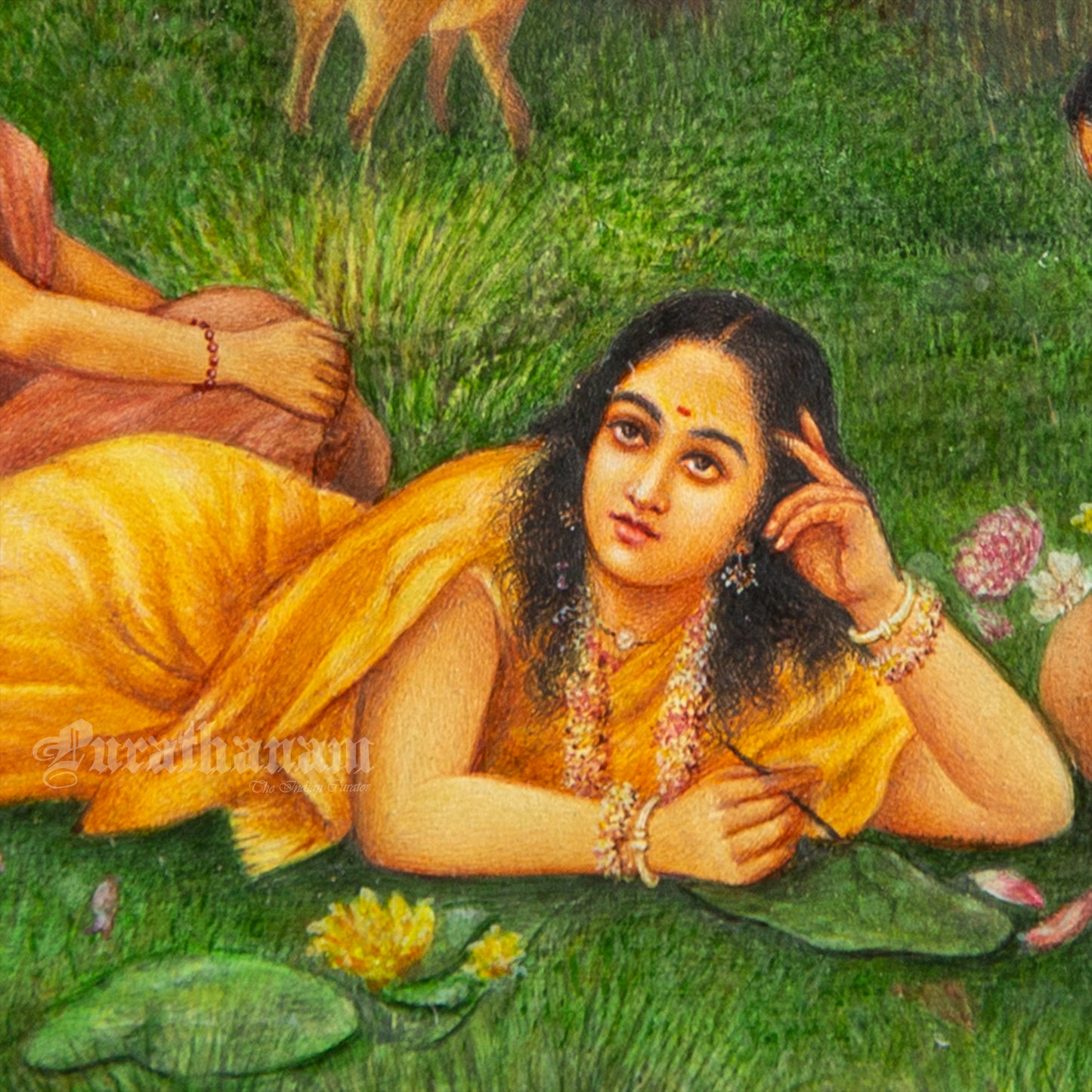 Shakuntala Patralekhana - Watercolour by Ajay Swarnkar