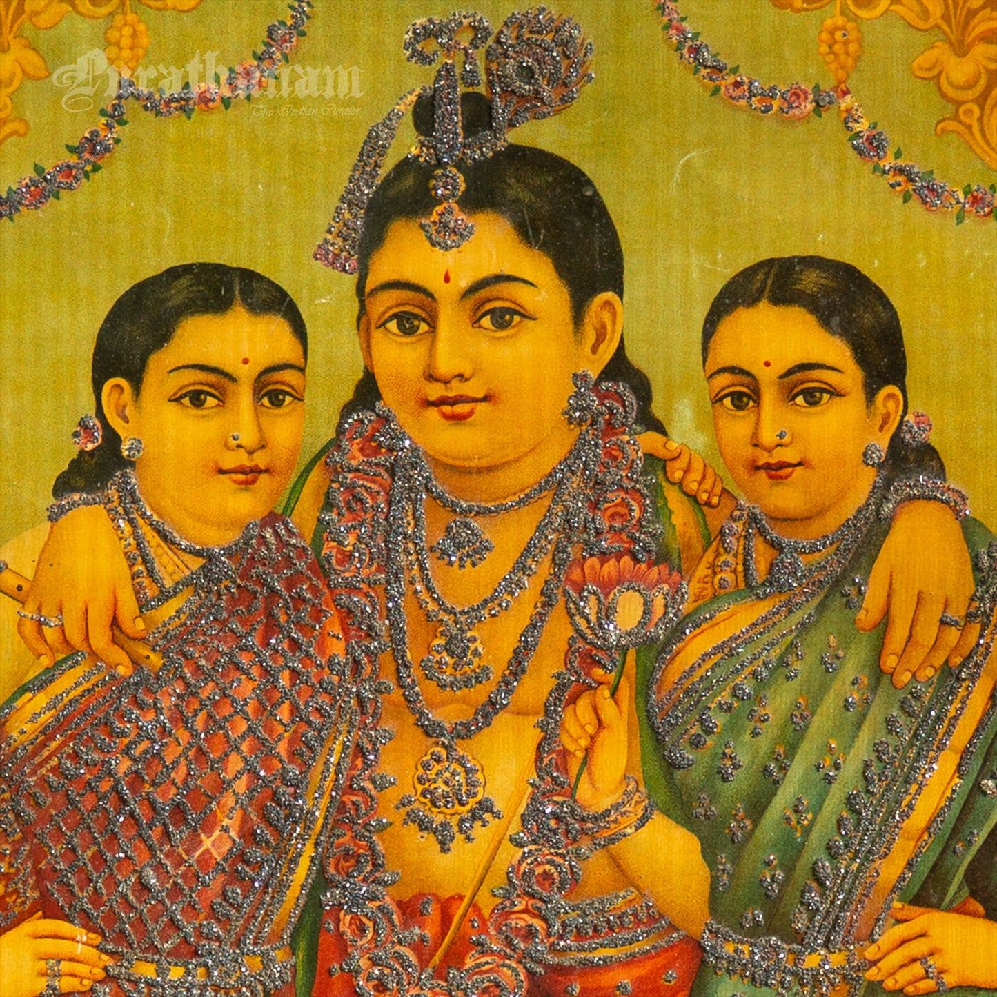 Sree Radha Rukhmini Krishnan by C. G. Ramanujam  - (Oleograph Print)