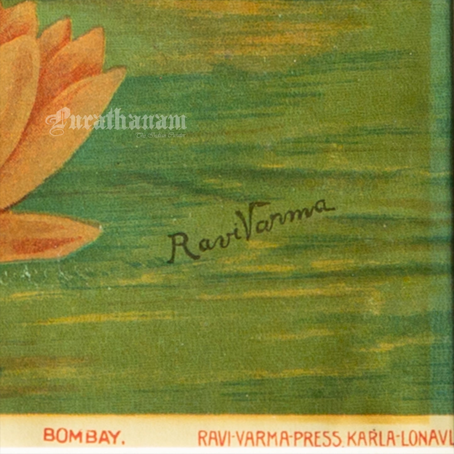 Lakshmi by Ravi Varma - Oleograph Print (Embellished)