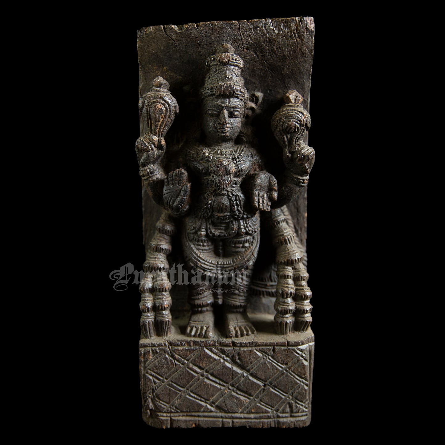 Vishnu wood carved wall panel