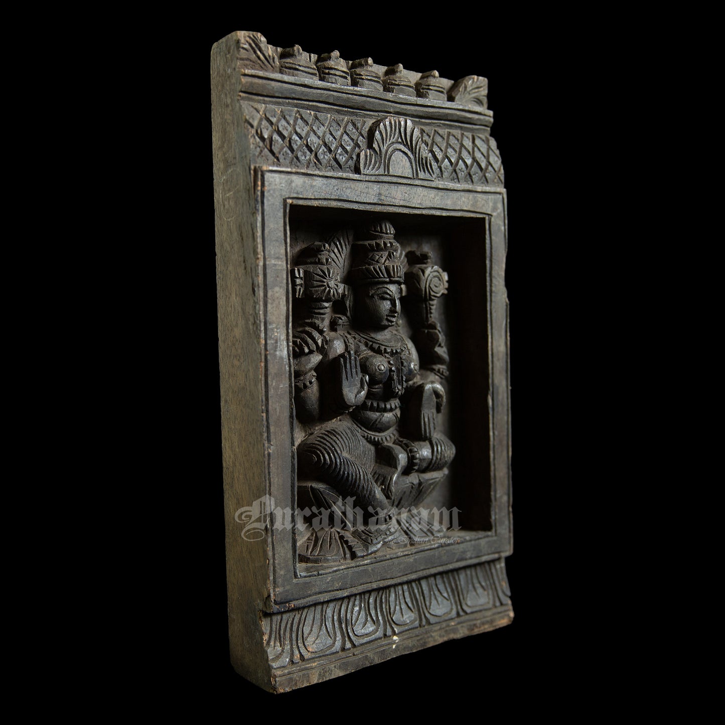 Lakshmi wood carved wall panel