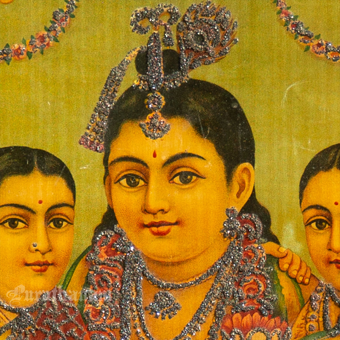 Sree Radha Rukhmini Krishnan by C. G. Ramanujam  - (Oleograph Print)