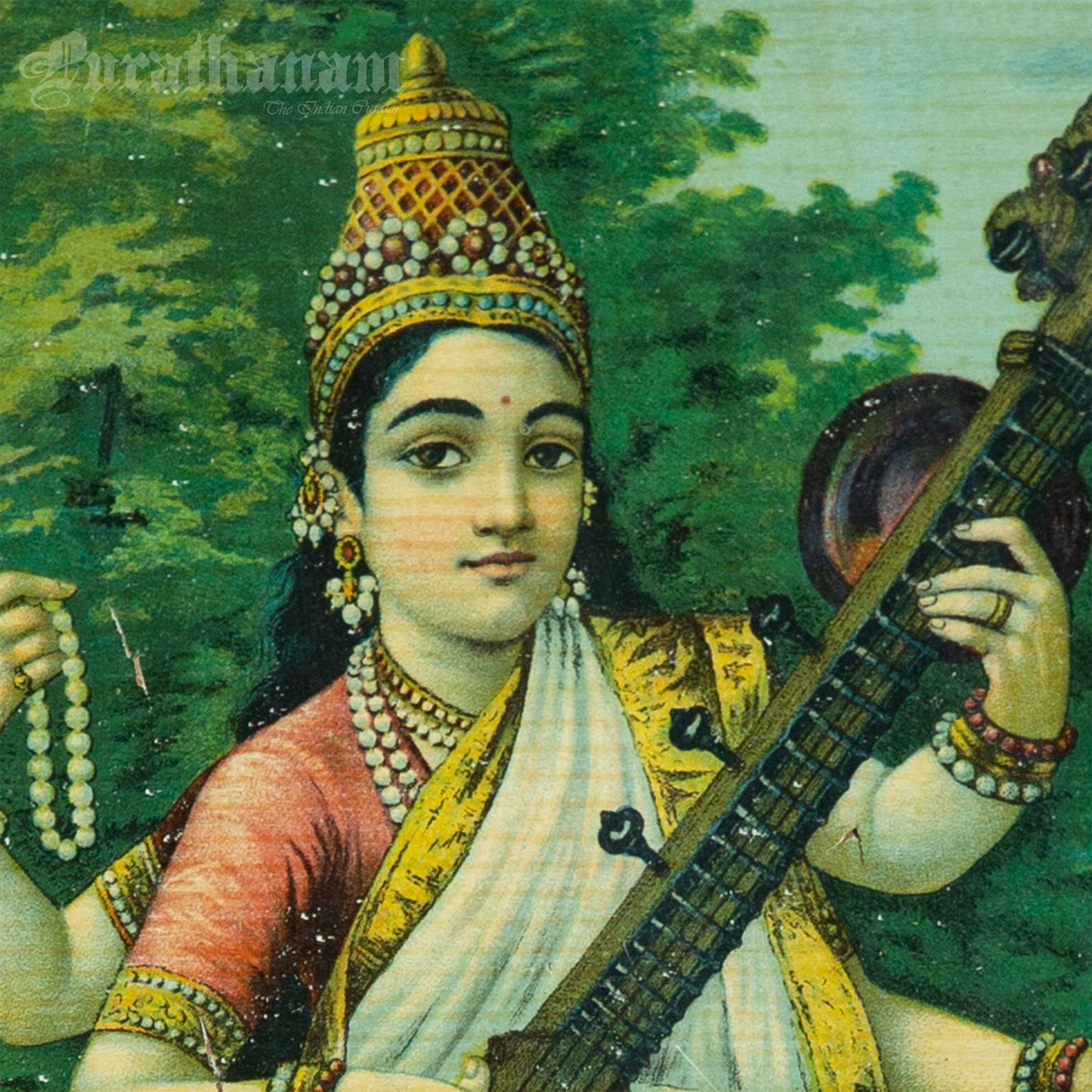 Saraswati - Oleograph Print (Ravi Varma)