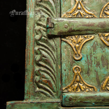 Turquoise Brass embellished Window