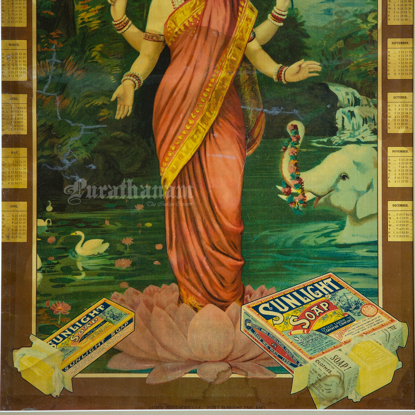 Lakshmi by Ravi Varma for Sunlight Soap Poster and Calendar (1933).