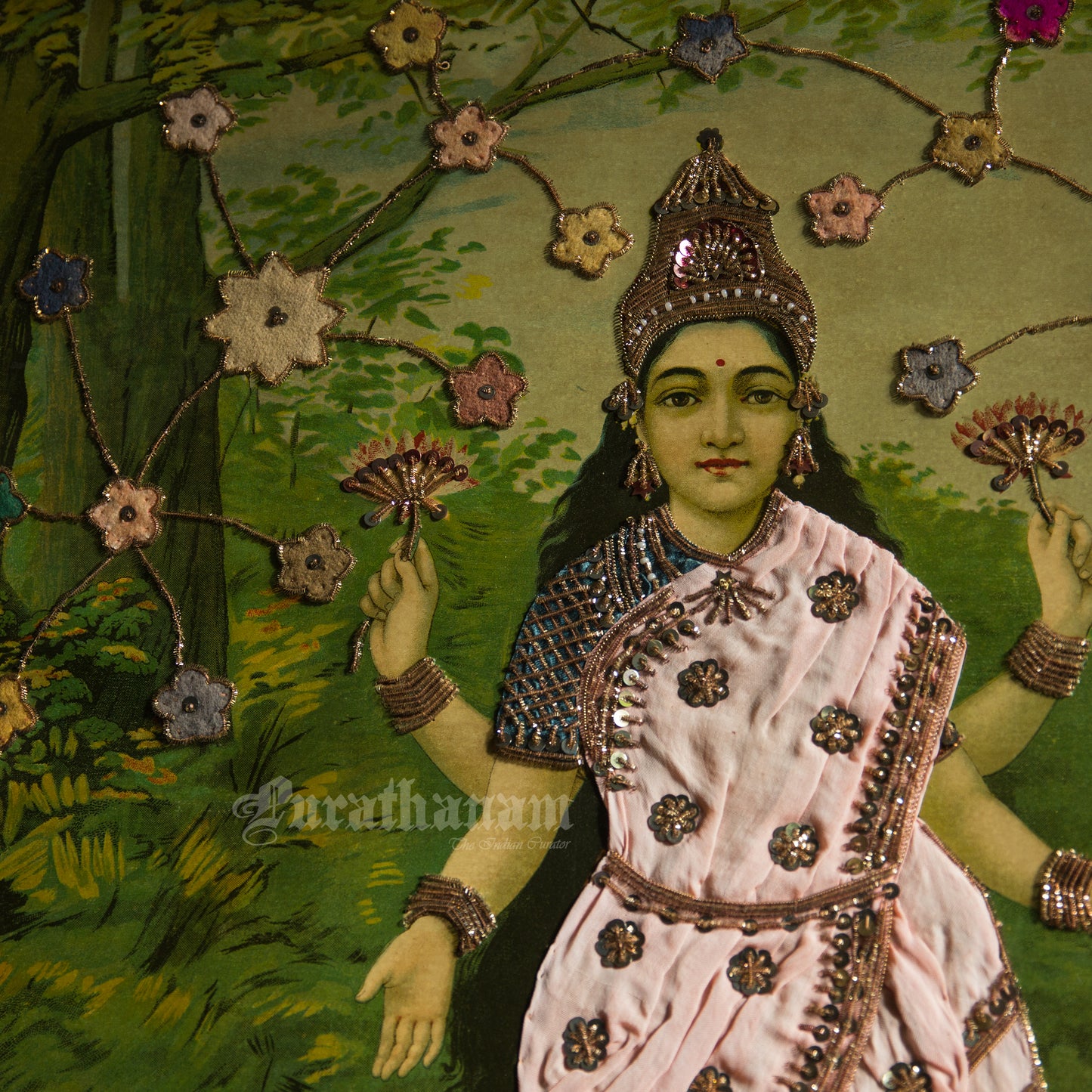 Lakshmi by Ravi Varma - Embellished