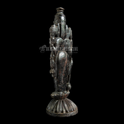 Vishnu Lakshmi Wooden Sculpture