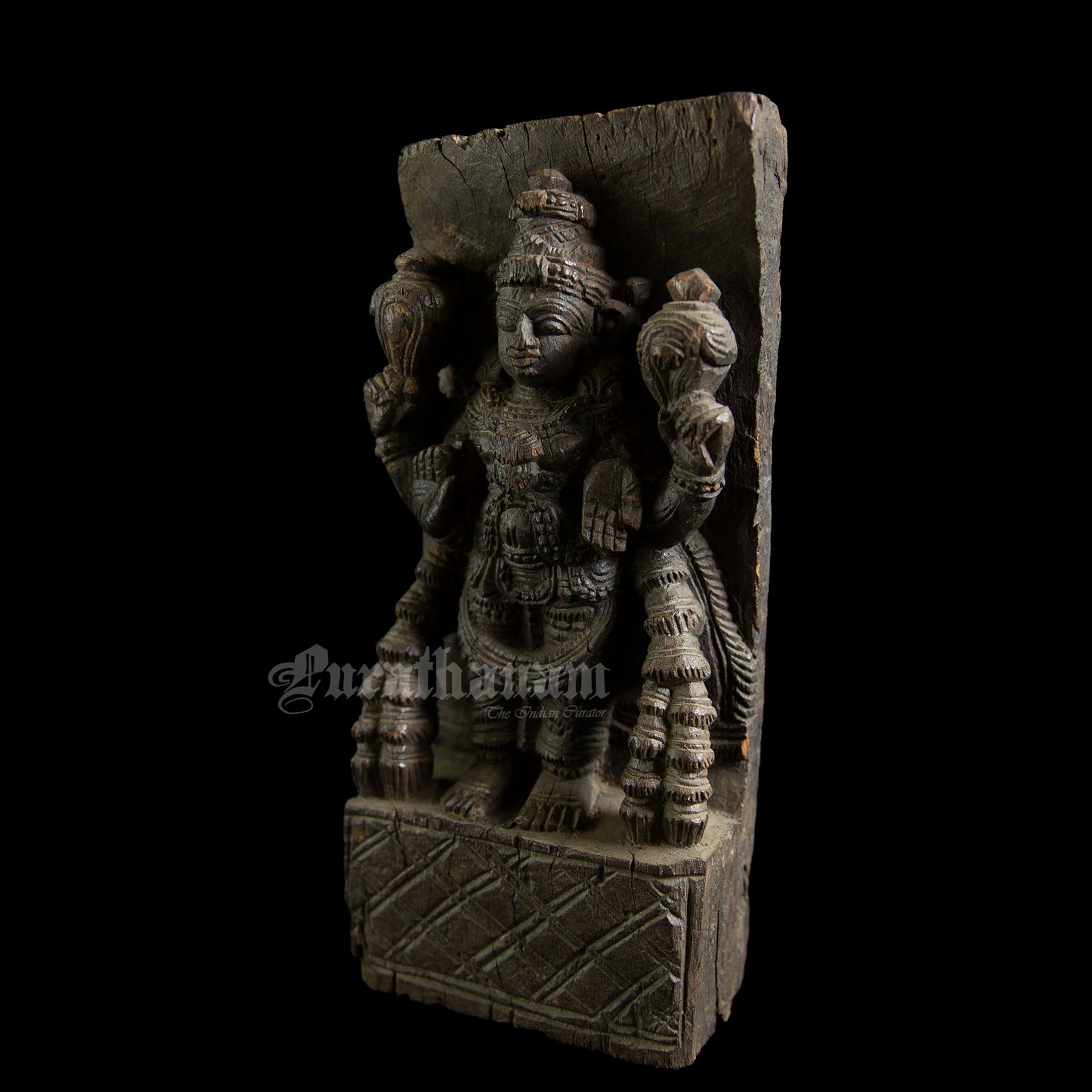 Vishnu wood carved wall panel