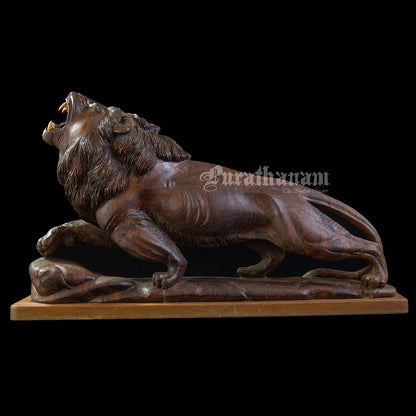 Lion Wooden Sculpture- Rose wood (made of single block)