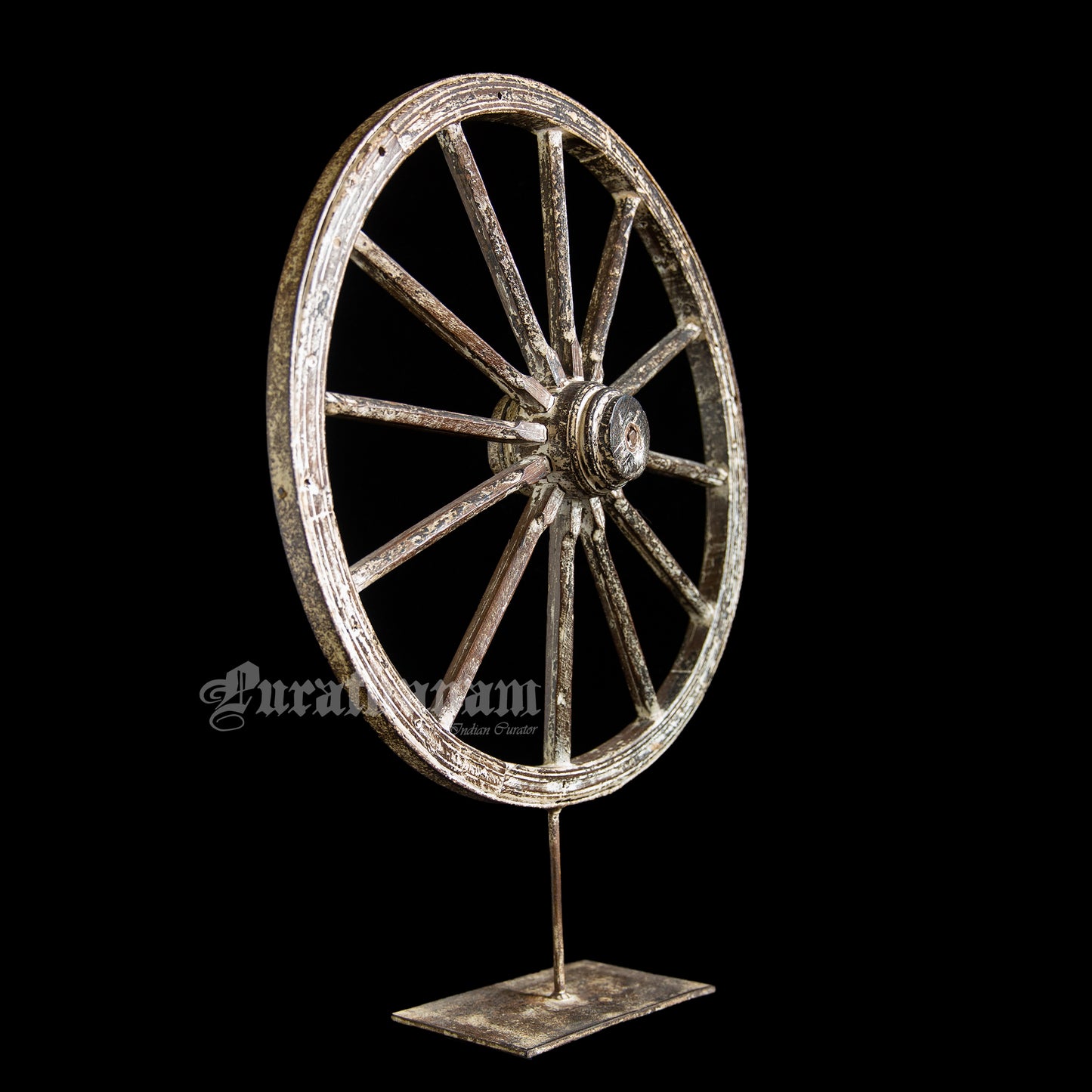 Wooden Cart Wheel - White