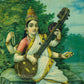 Saraswati - Oleograph Print (Ravi Varma)
